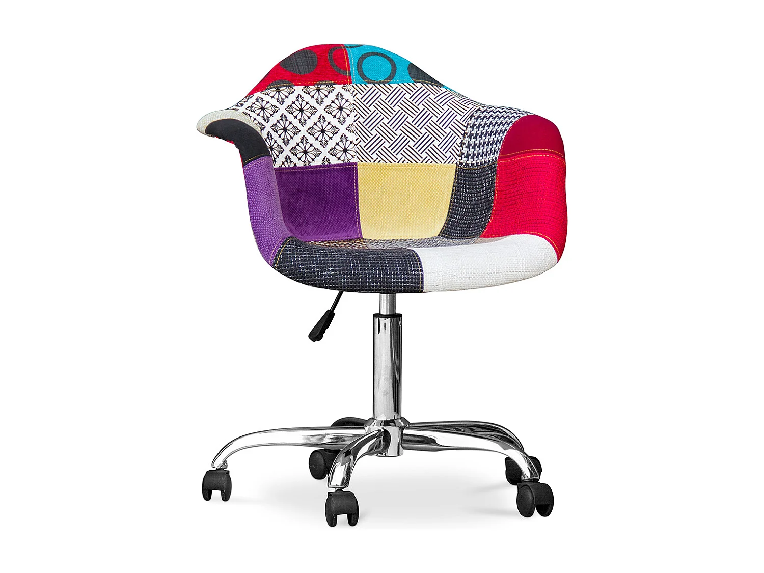 Sedia da ufficio con braccioli - Sedia da scrivania con ruote - Rivestita in patchwork - Ray