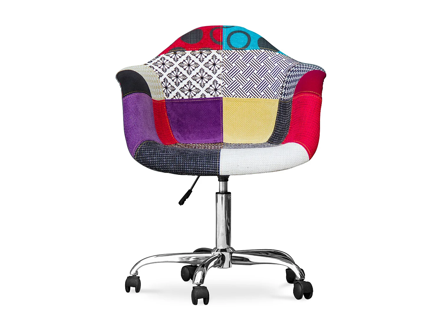 Sedia da ufficio con braccioli - Sedia da scrivania con ruote - Rivestita in patchwork - Ray