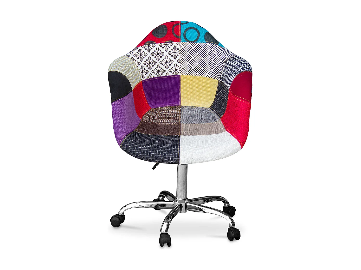 Sedia da ufficio con braccioli - Sedia da scrivania con ruote - Rivestita in patchwork - Ray