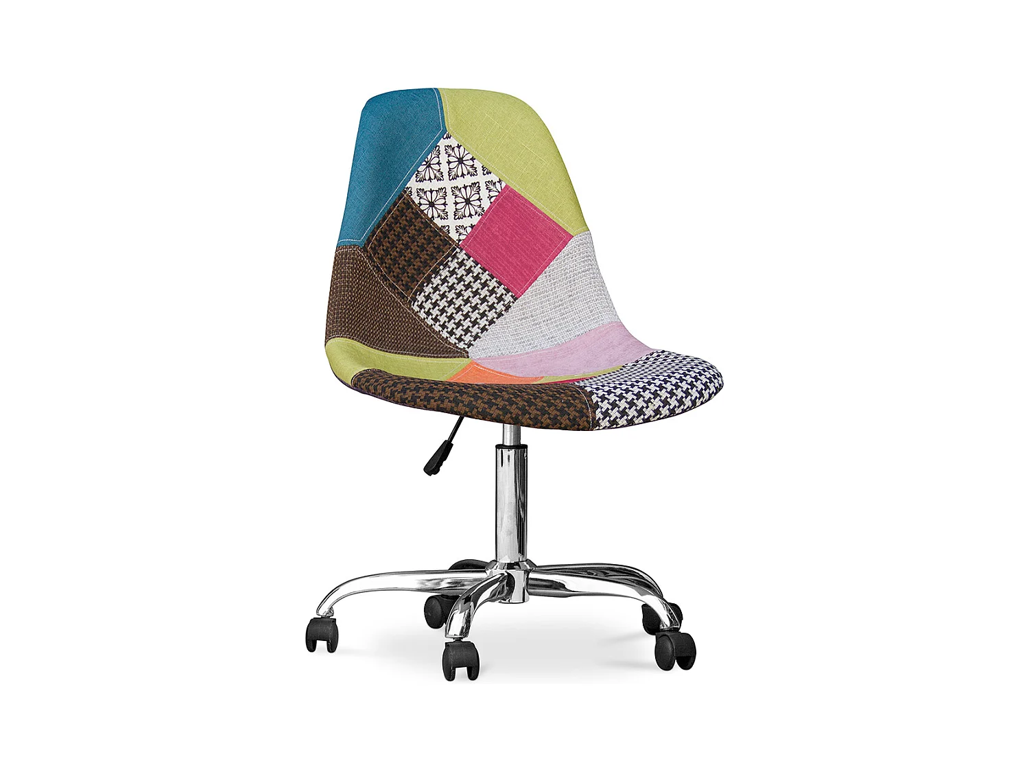 Chaise de Bureau à roulettes - Chaise de Bureau - Tapissée en Patchwork - Simona  Multicolore