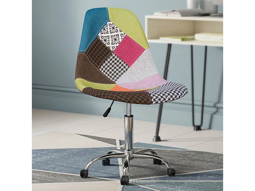 Sedia da Ufficio con Rotelle - Sedia da Scrivania - Rivestita in Patchwork - Simona
