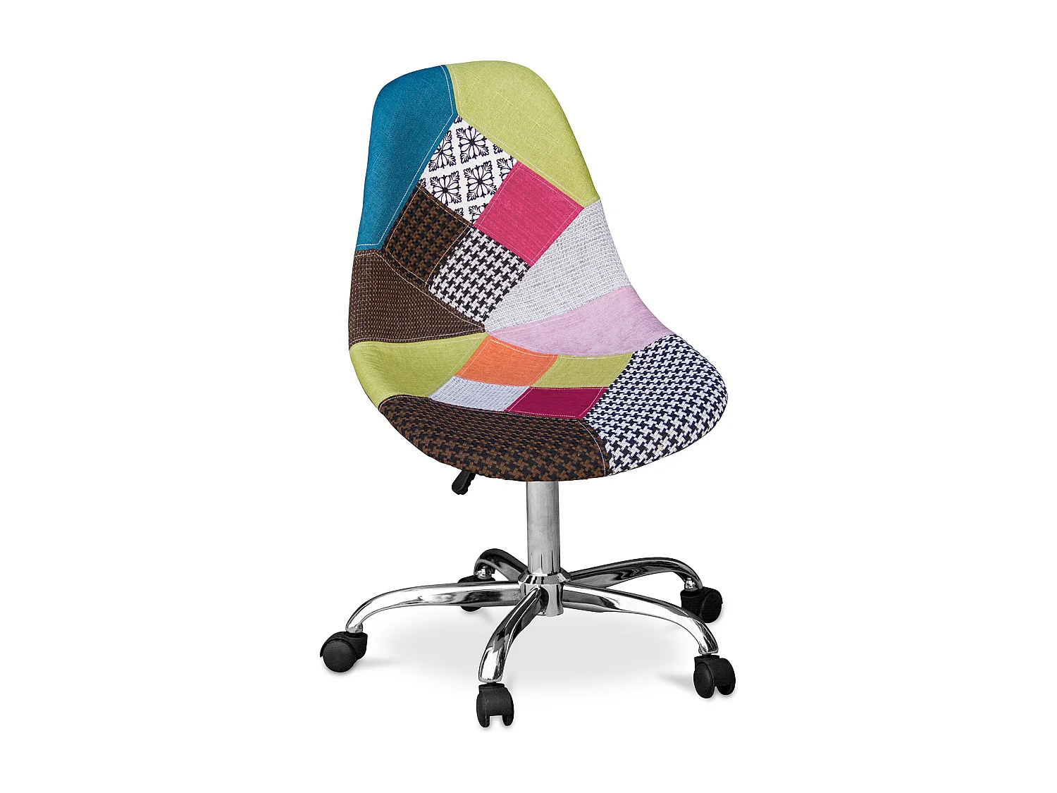 Sedia da Ufficio con Rotelle - Sedia da Scrivania - Rivestita in Patchwork - Simona