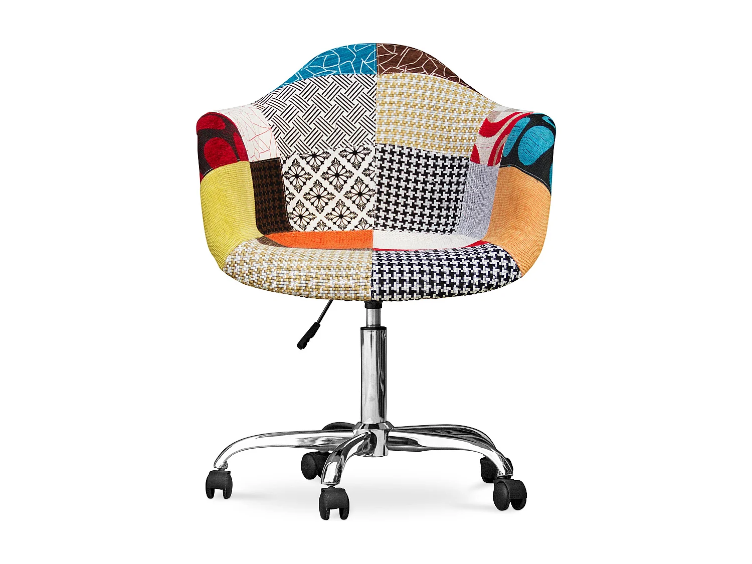 Chaise de bureau avec accoudoirs - Chaise de bureau à roulettes - Tapissée en patchwork - Patty Multicolore
