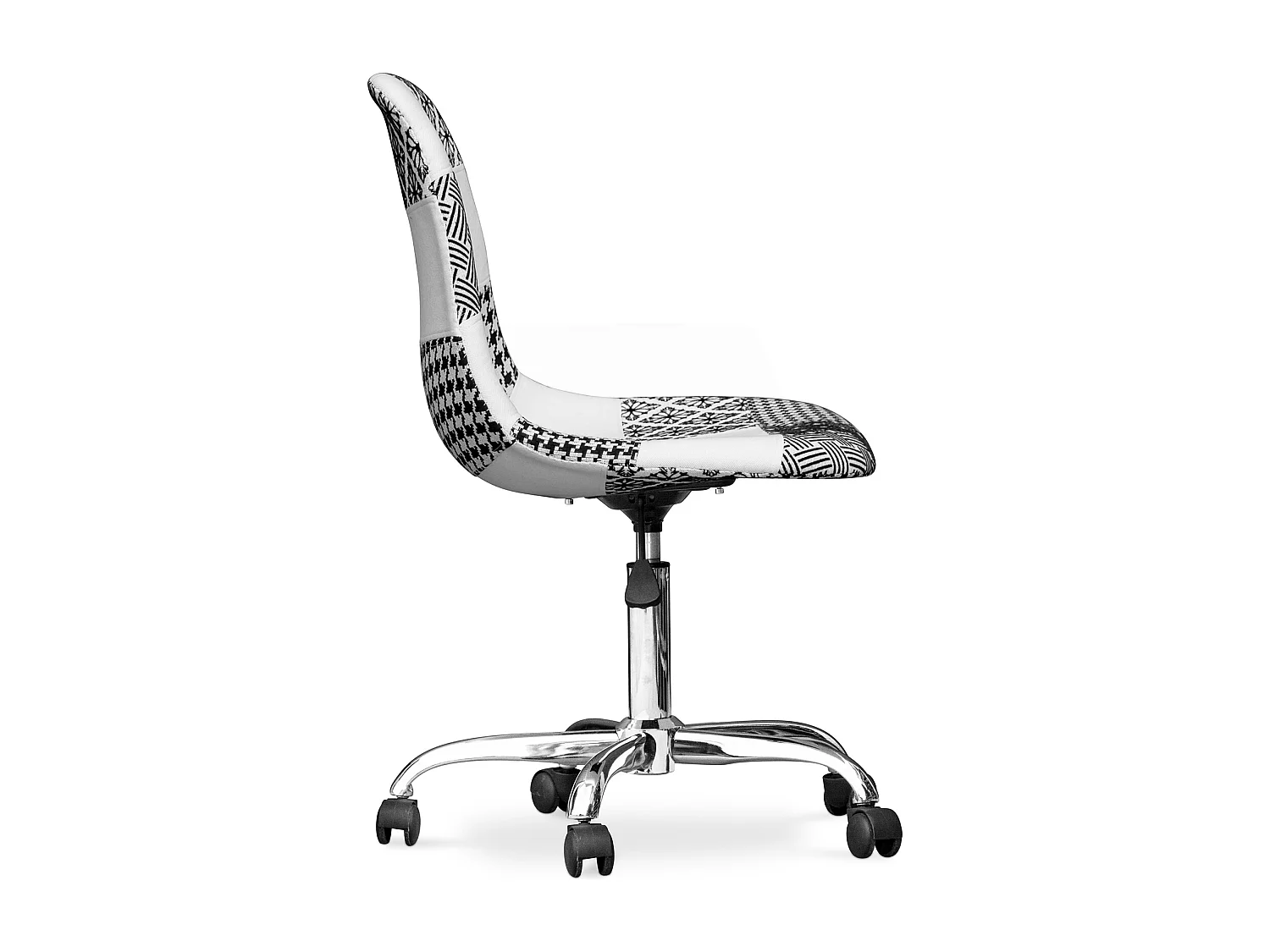 Silla De Oficina con Ruedas - Silla de Escritorio Tapizada en Patchwork - Blanco Y Negro -  Denisse