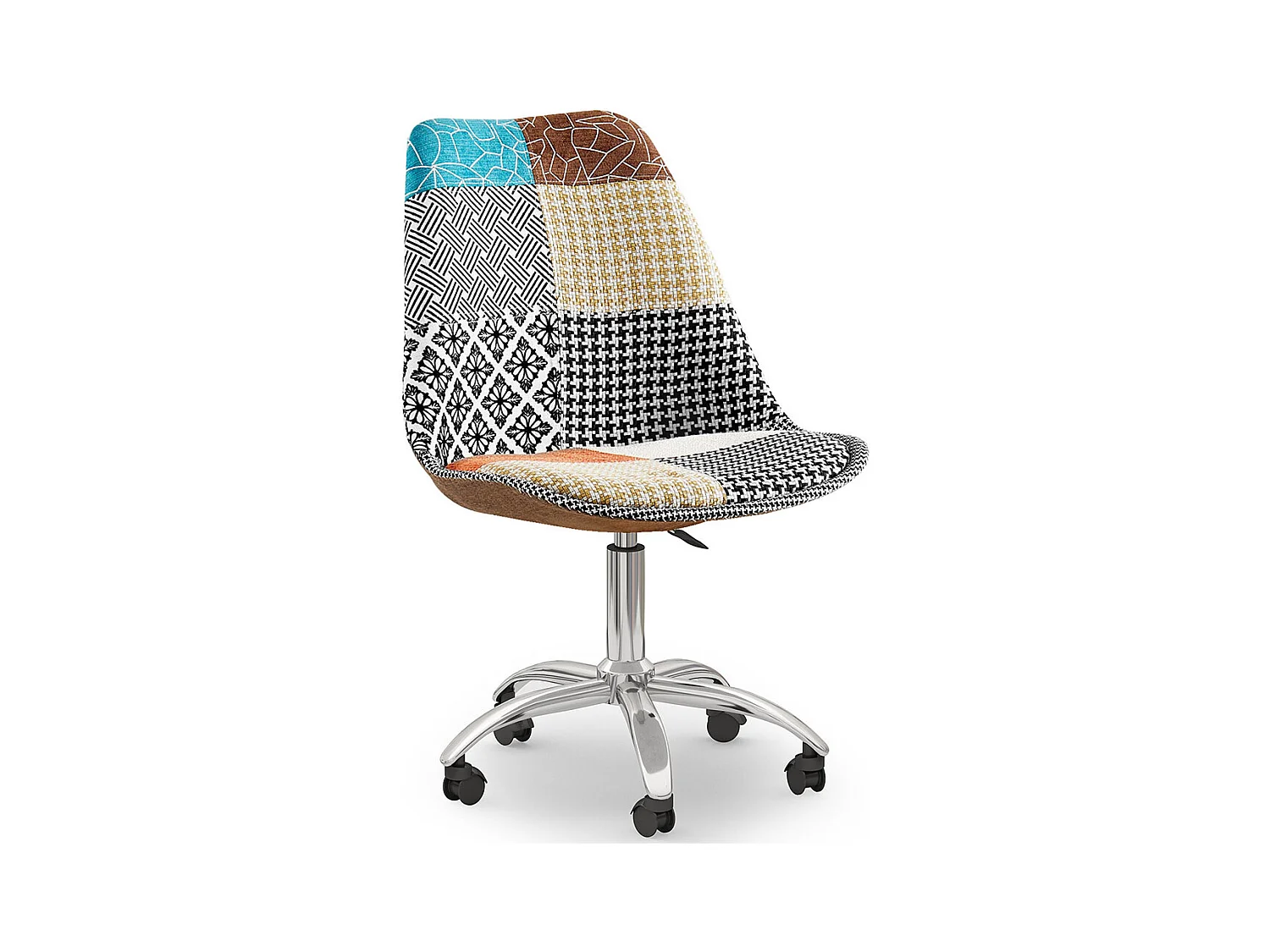 Chaise de Bureau Pivotante - Tissu Patchwork - Patty Multicolore