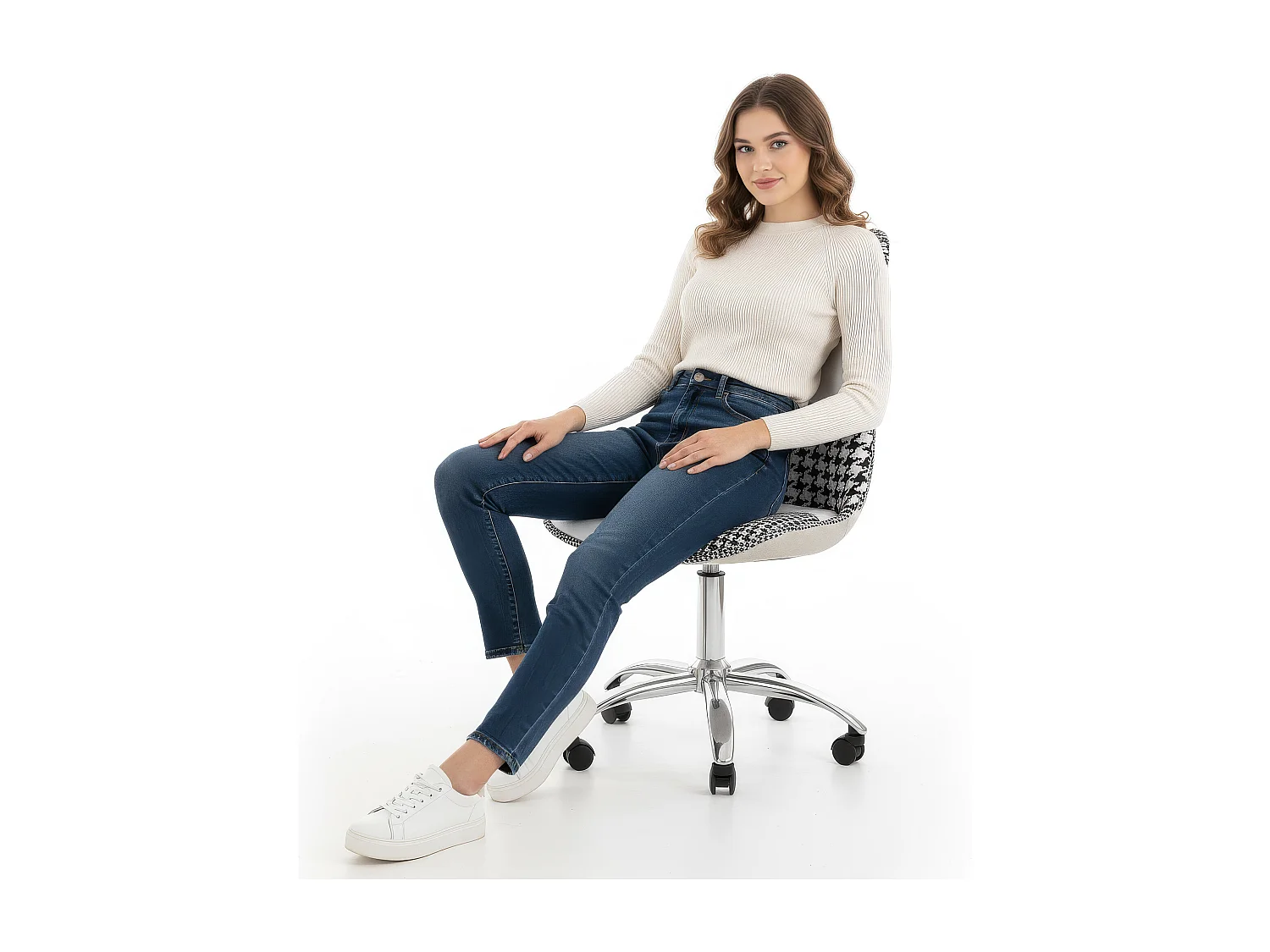 Chaise de Bureau Pivotante - Tissu Patchwork - Sam  Multicolore