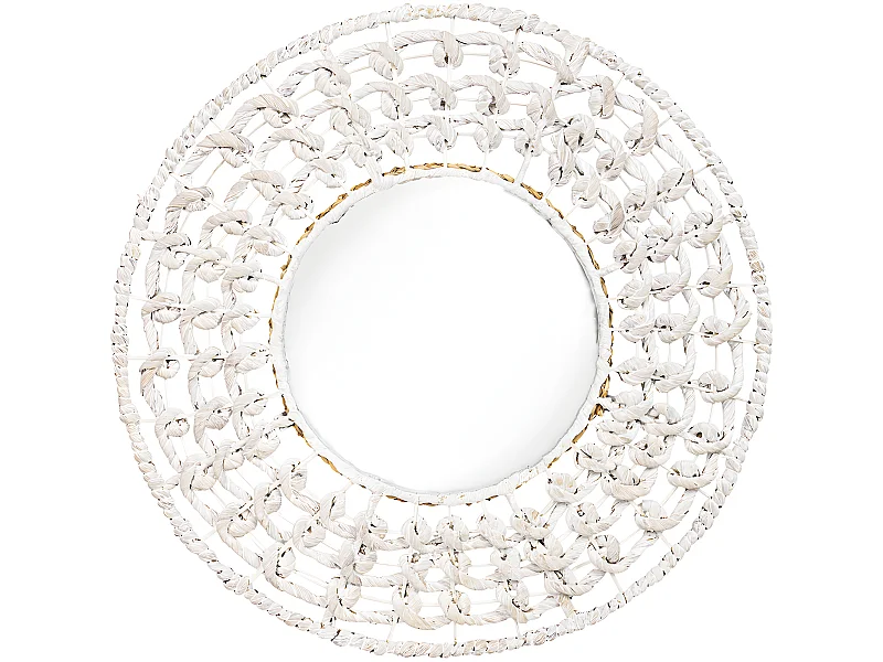 Wandspiegel - Rundes weißes Boho-Bali-Design (60 cm) - Lenai