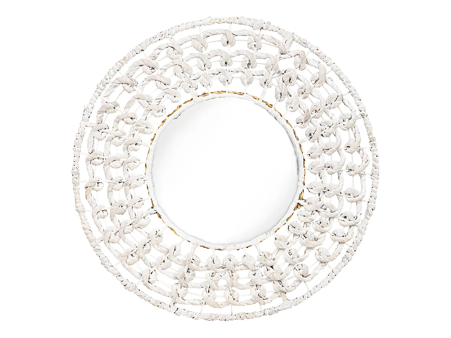 Specchio da Parete - Rotondo Bianco Boho Bali (60 cm) - Lenai