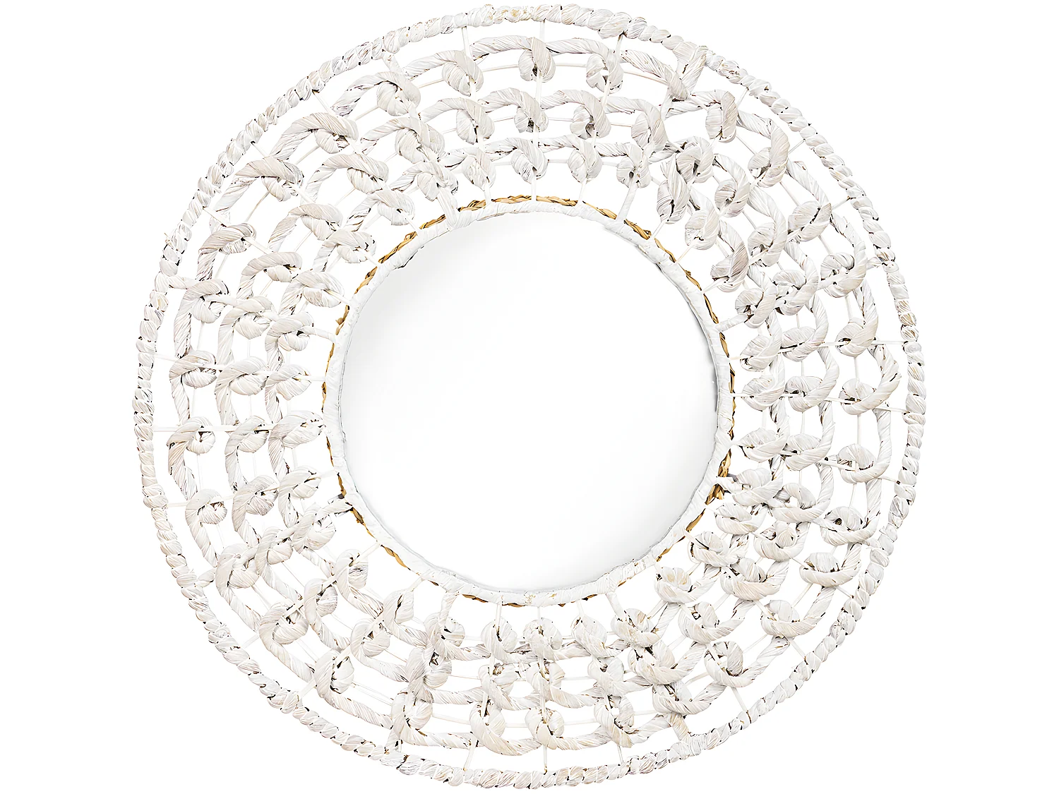 Specchio da Parete - Rotondo Bianco Boho Bali (60 cm) - Lenai