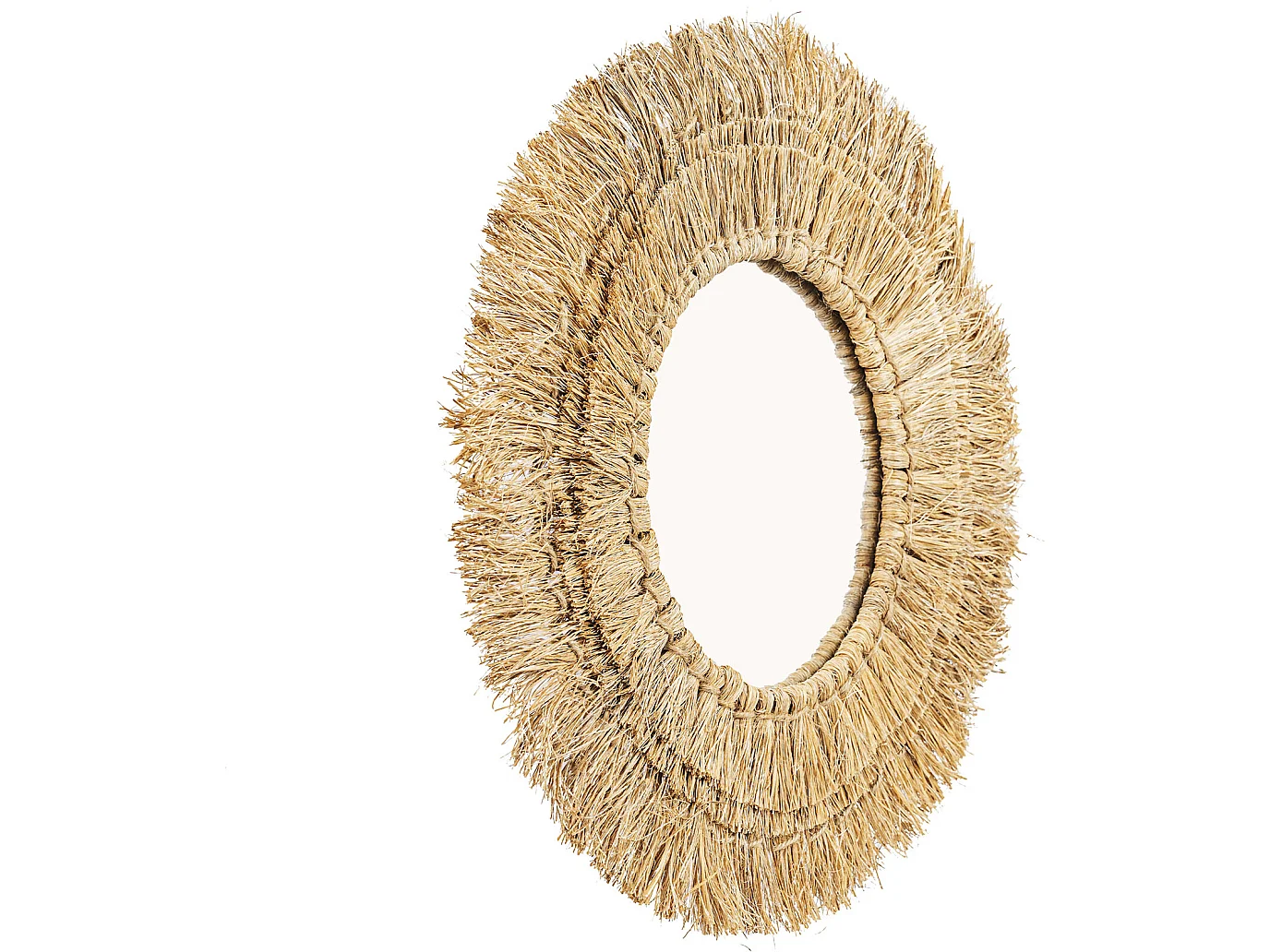 Miroir Mural - Design Rond Boho Bali (60 cm) - Ais Bois naturel