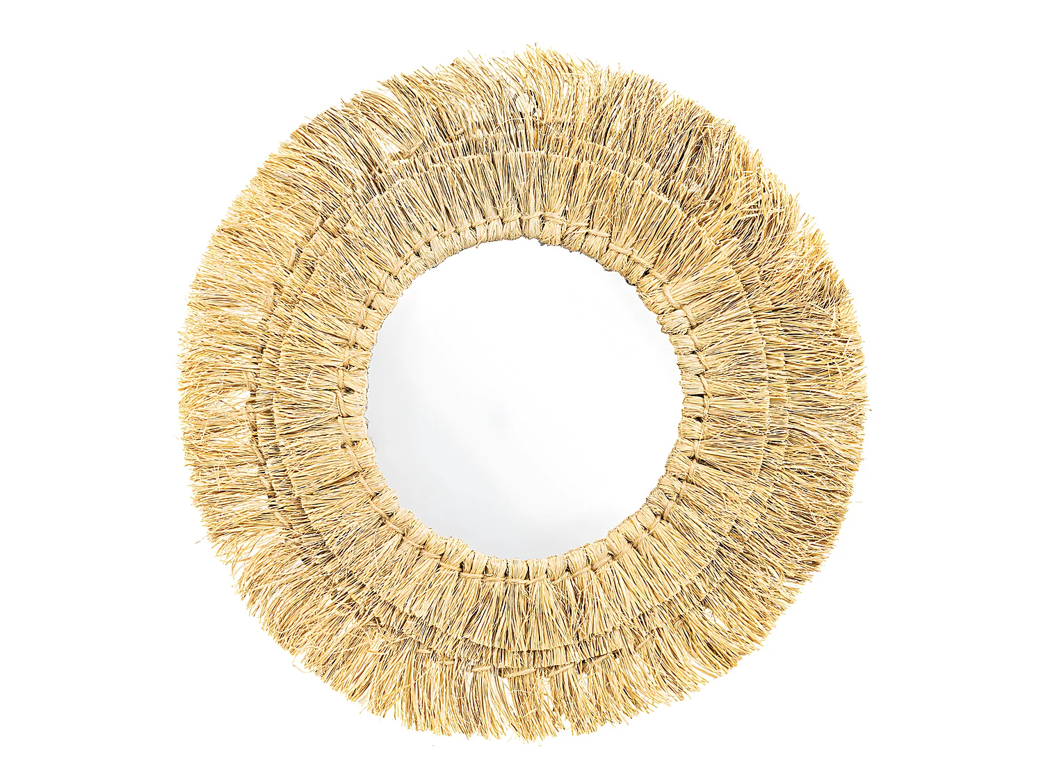 Miroir Mural - Design Rond Boho Bali (60 cm) - Ais Bois naturel