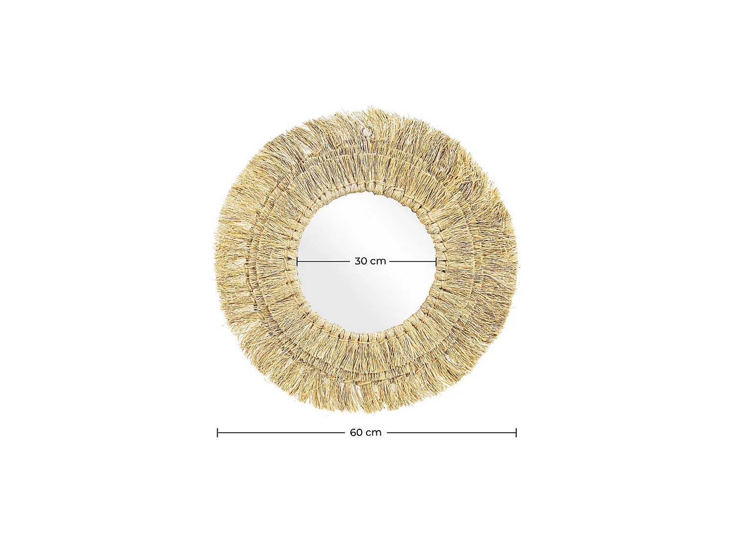 Specchio da Parete - Rotondo Boho Bali (60 cm) - Ais