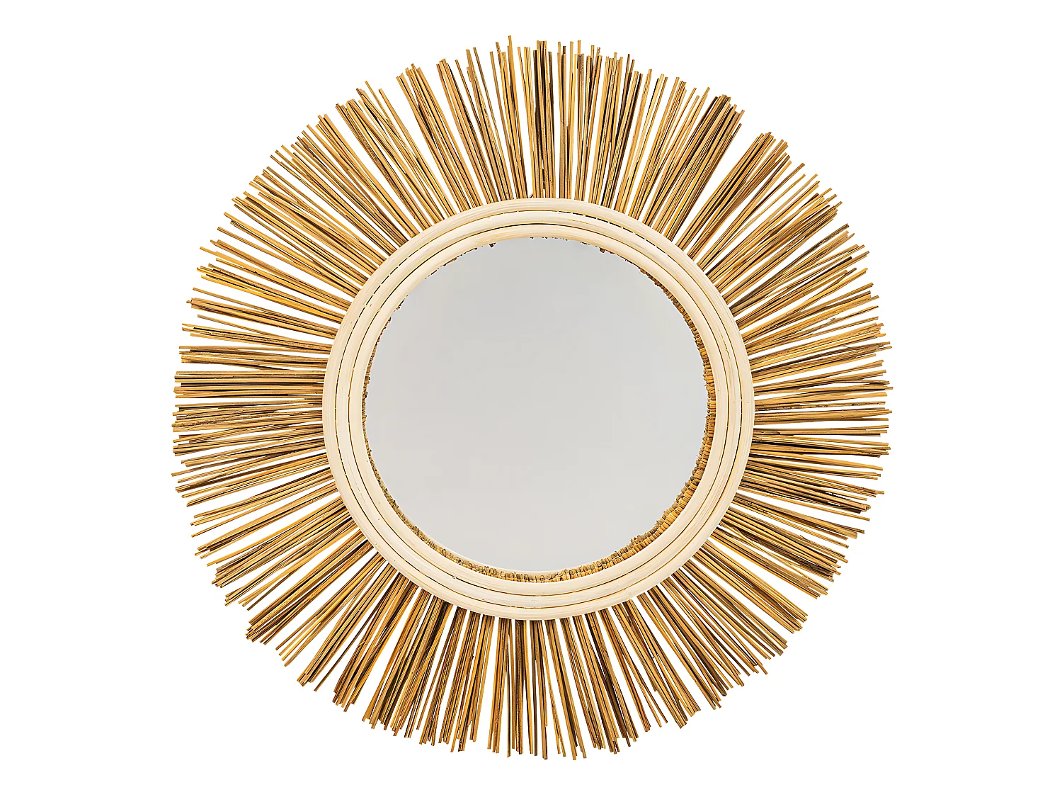 Miroir Mural - Design Rond Boho Bali (60 cm) - Loi Bois naturel