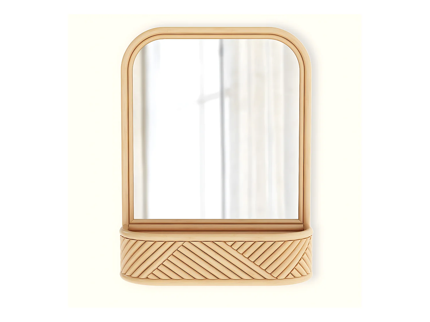 Miroir Mural avec Cadre en Rotin - Style Boho Bali - Amara Naturel