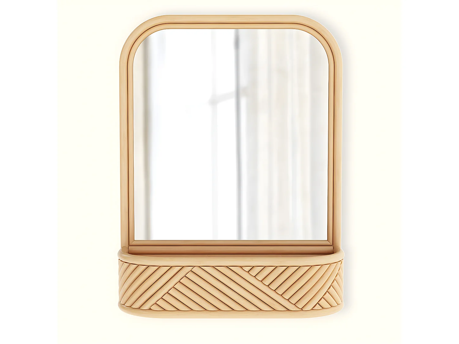 Miroir Mural avec Cadre en Rotin - Style Boho Bali - Amara Naturel