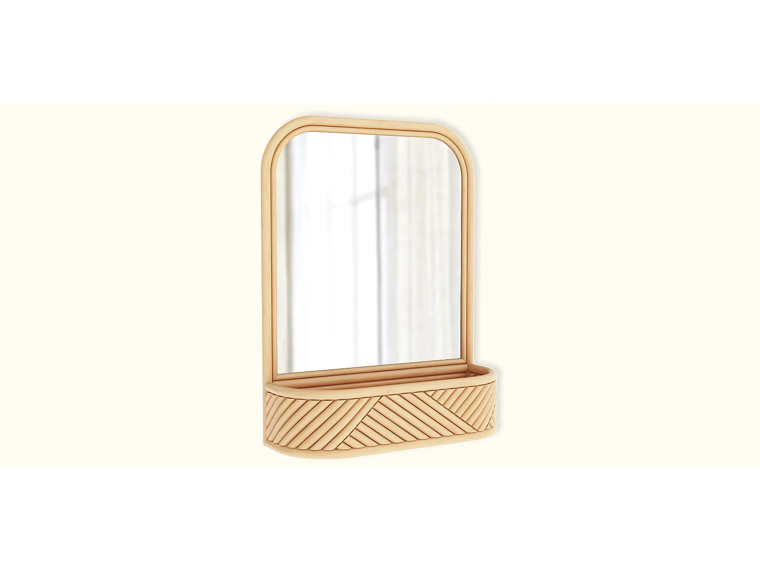 Miroir Mural avec Cadre en Rotin - Style Boho Bali - Amara Naturel