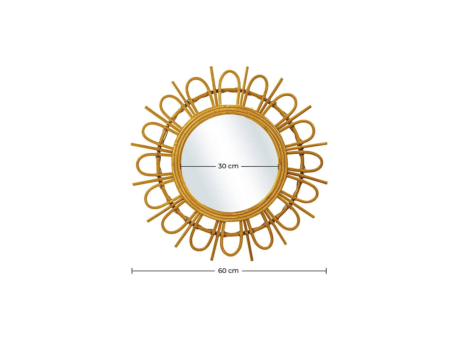 Specchio da Parete - Rotondo Boho Bali (60 cm) - Miu