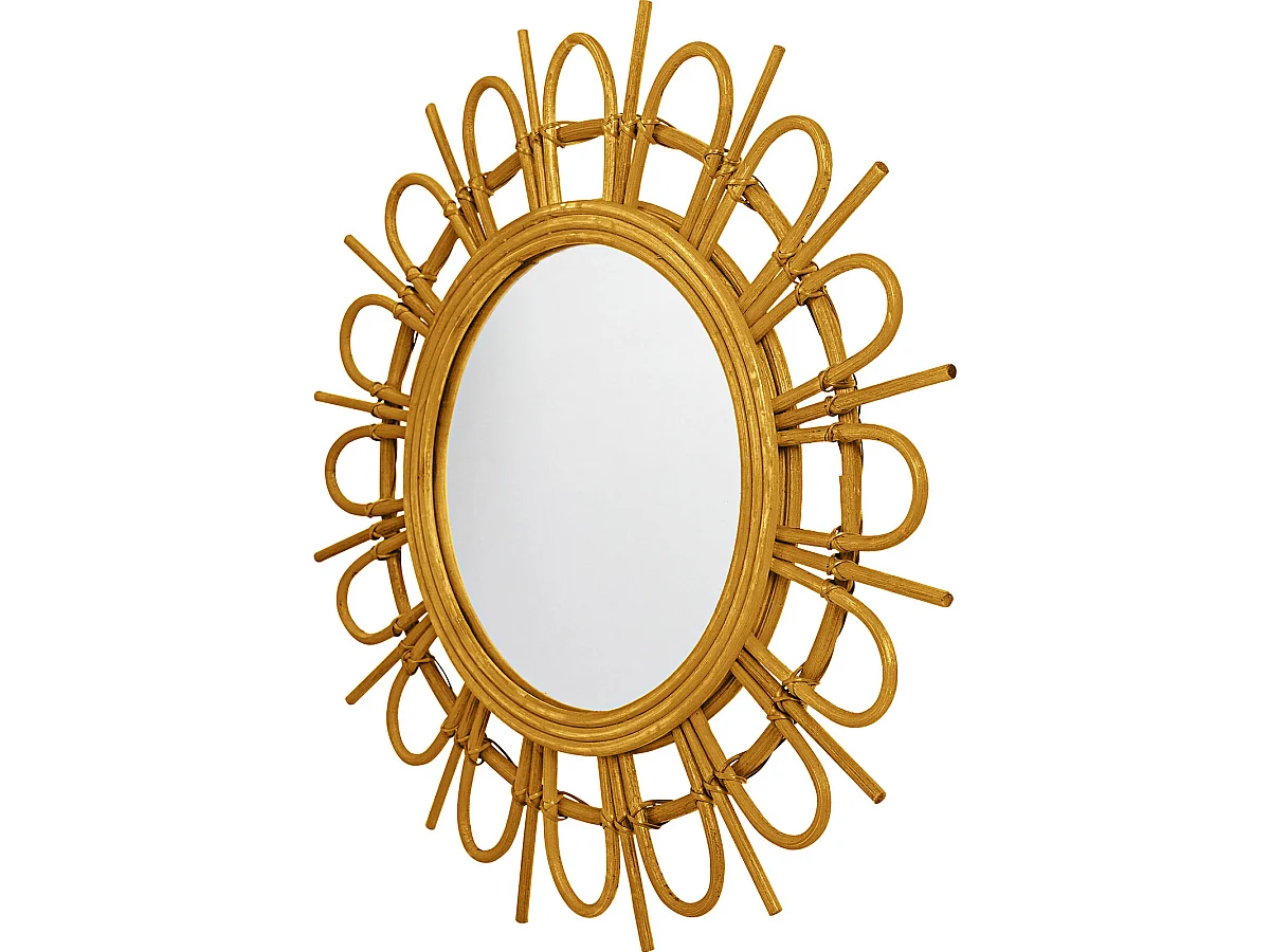 Miroir Mural - Design Rond Boho Bali (60 cm) - Miu Bois naturel