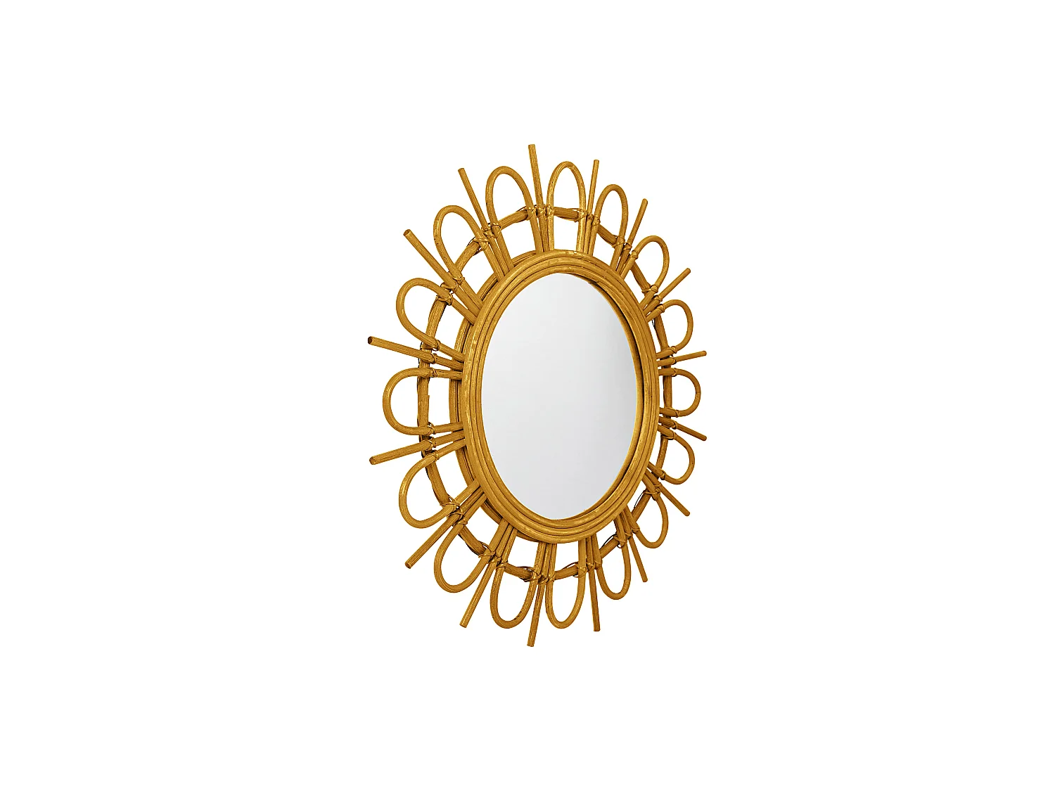 Miroir Mural - Design Rond Boho Bali (60 cm) - Miu Bois naturel