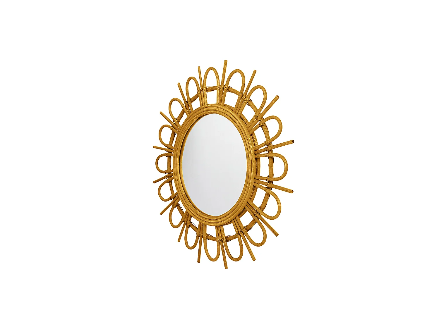 Miroir Mural - Design Rond Boho Bali (60 cm) - Miu Bois naturel