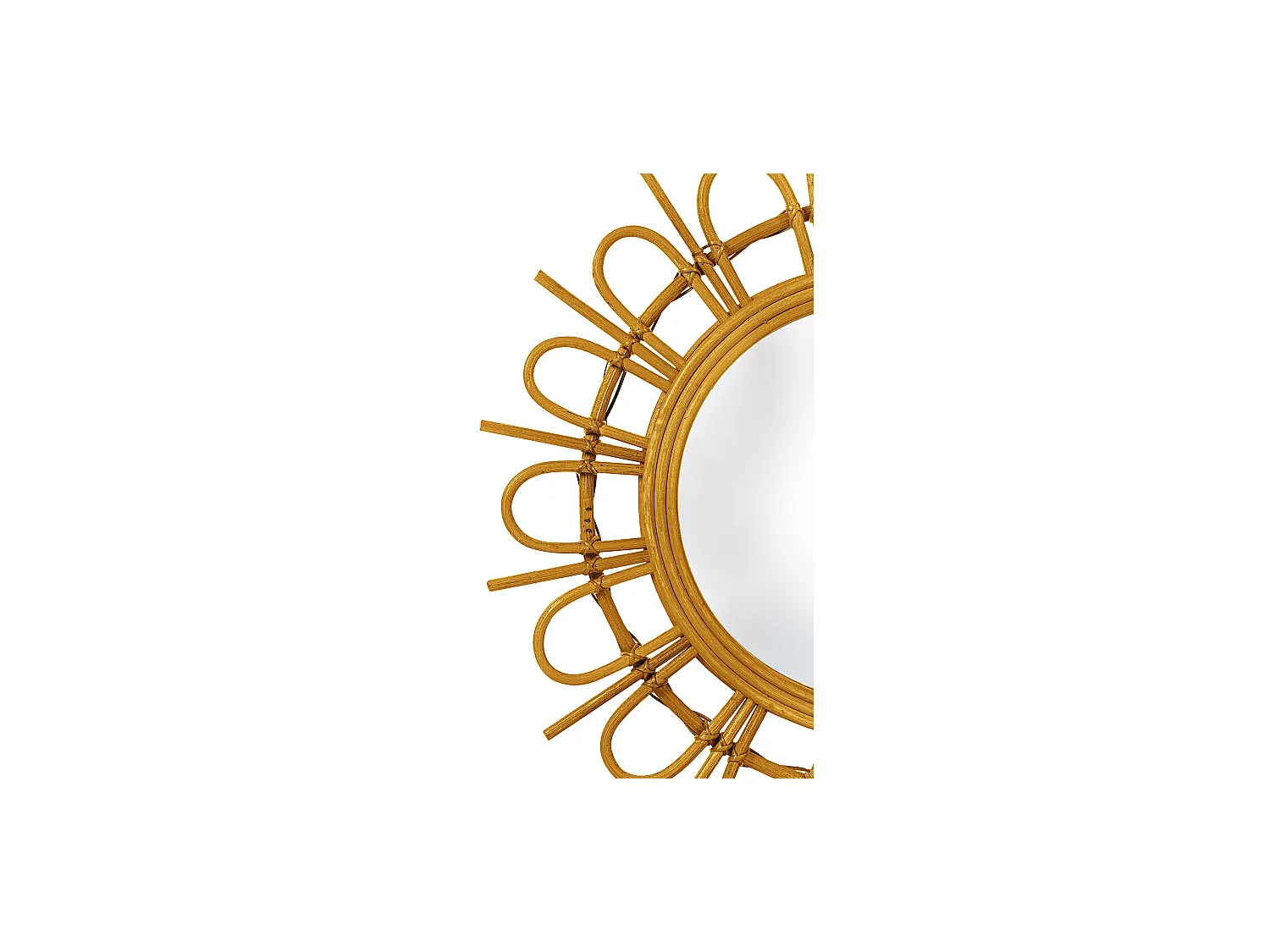 Miroir Mural - Design Rond Boho Bali (60 cm) - Miu Bois naturel