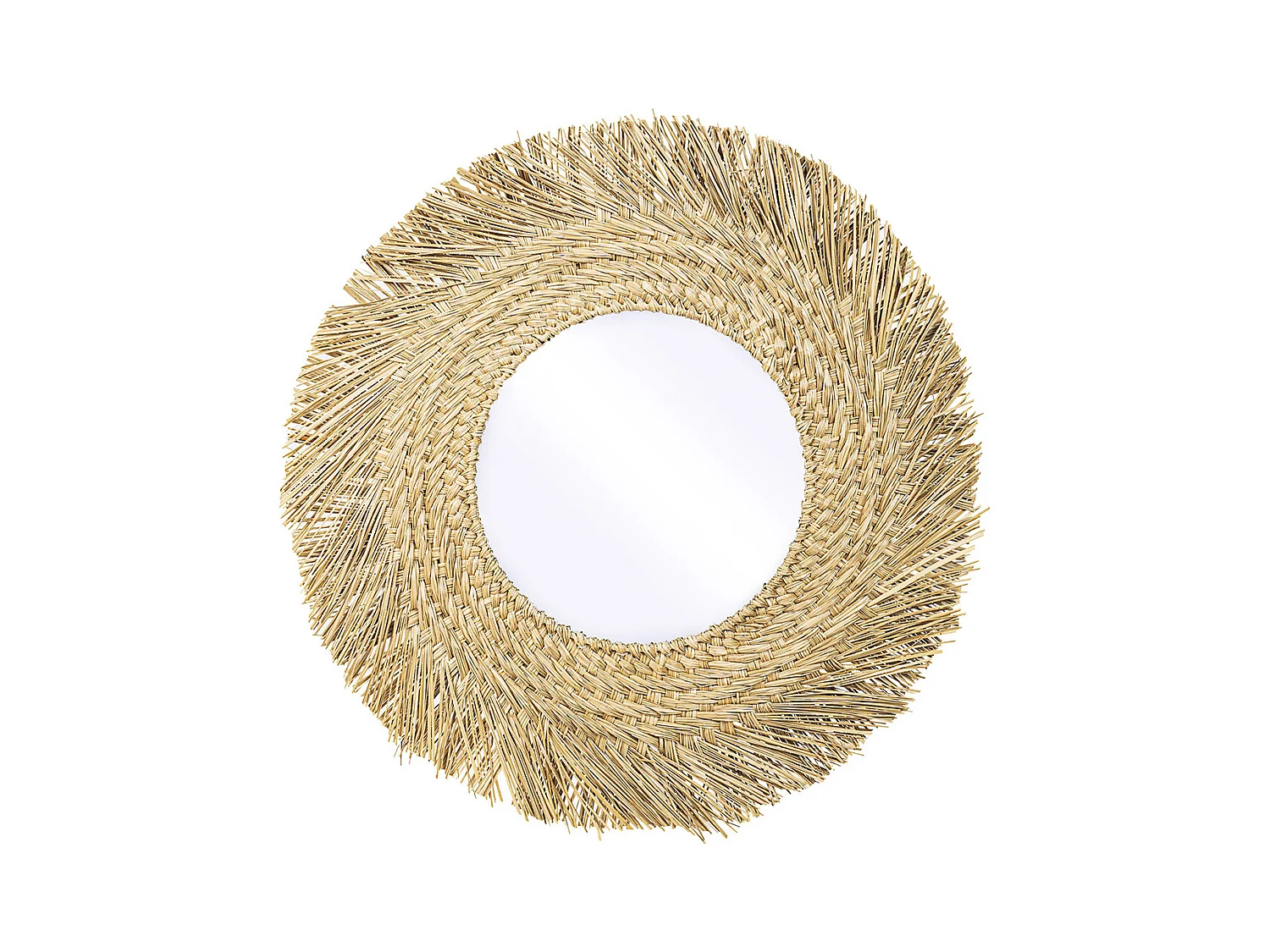 Miroir Mural - Design Rond Boho Bali (60 cm) - Rewu Bois naturel