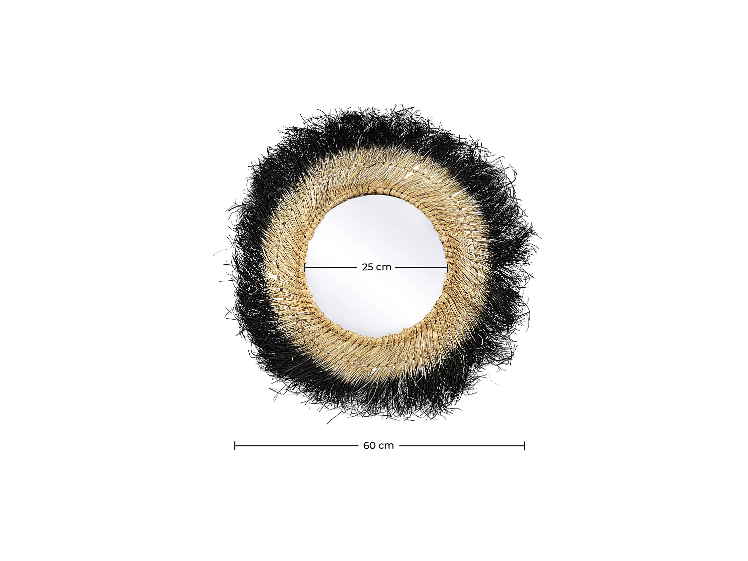 Specchio da Parete - Rotondo Boho Bali (60 cm) - Bioe