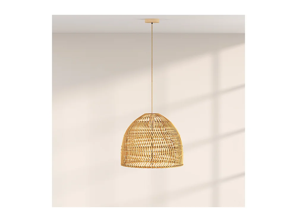 Lampe de Plafond en Rotin - Lampe Suspendue stile Boho Bali - 60cm - Hoa Bois naturel