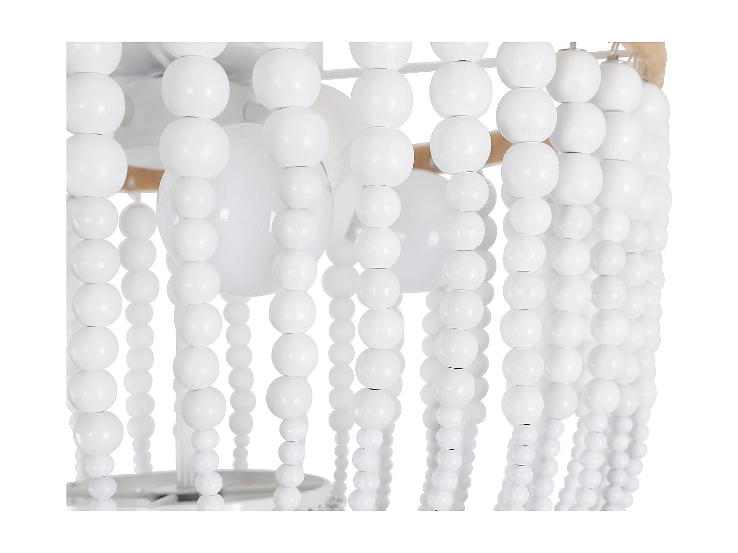 Lampe de plafond à boules en bois - Style Boho Bali Plafond - Kanda Blanc