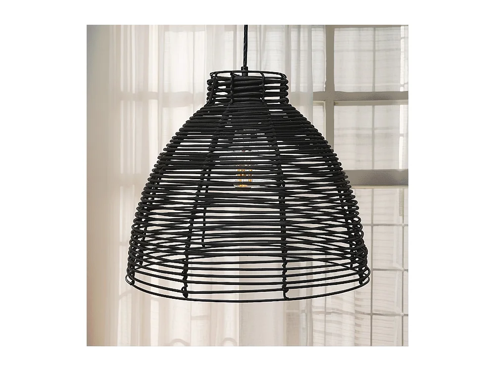 Lámpara de Techo de Ratán Negro - Lámpara Colgante Diseño Boho Bali - Gian