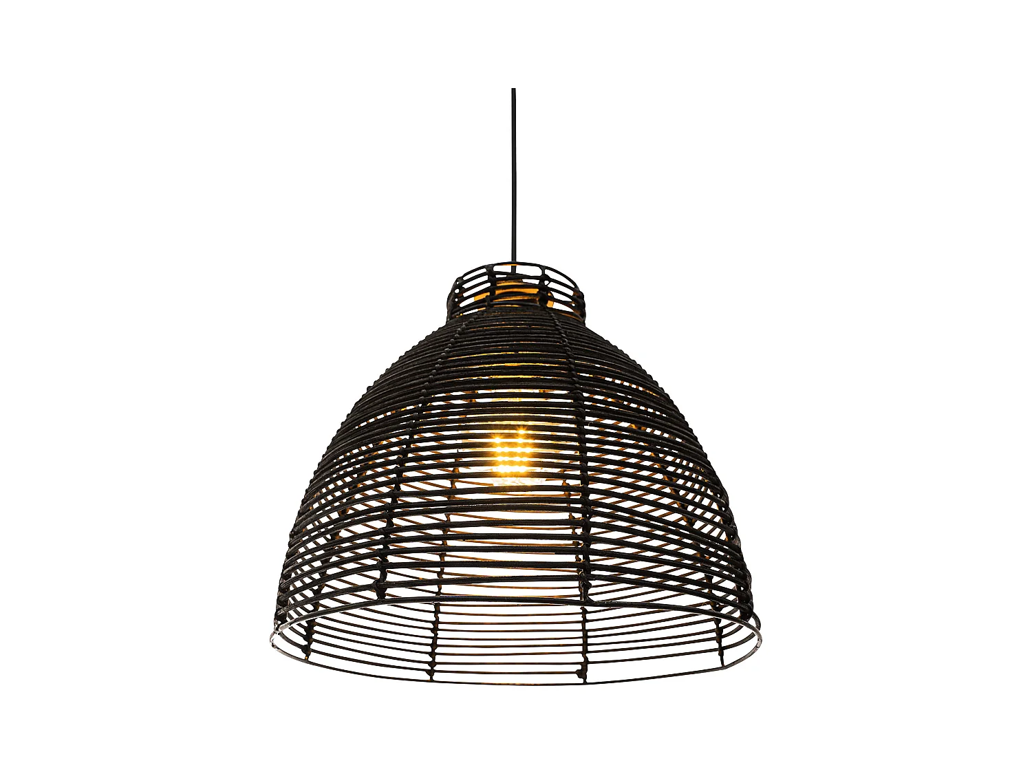 Lámpara de Techo de Ratán Negro - Lámpara Colgante Diseño Boho Bali - Gian