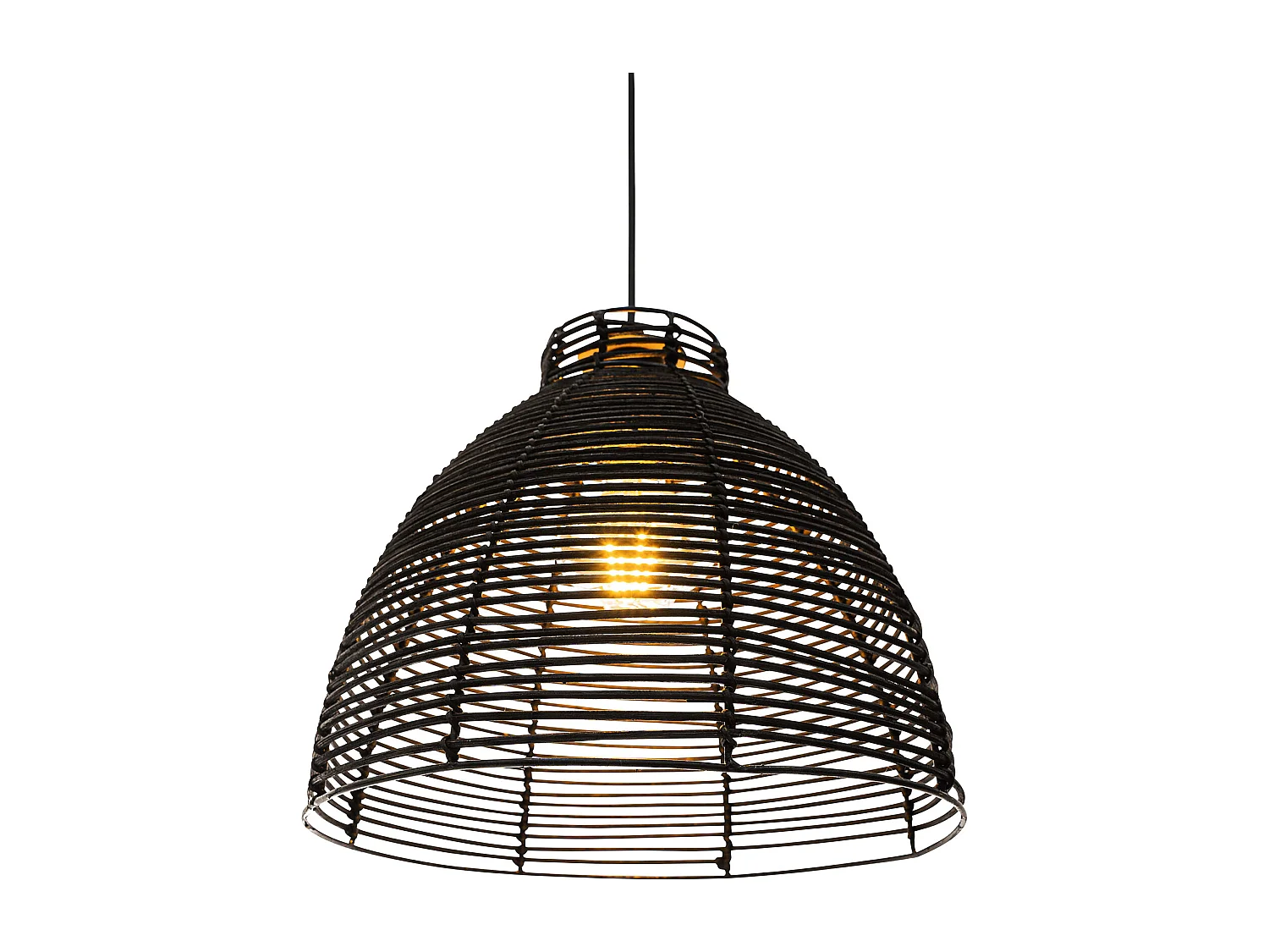 Schwarze Rattan-Deckenlampe - Pendelleuchte im Boho-Bali-Design - Gian
