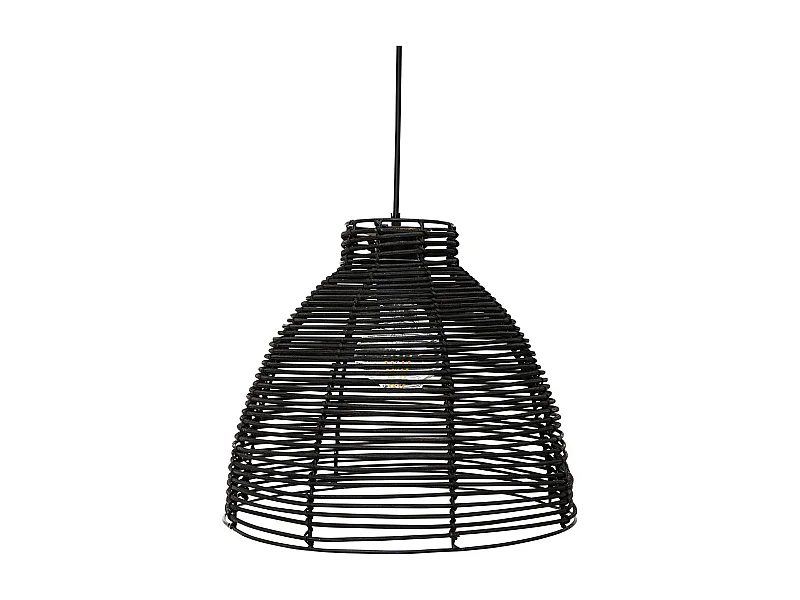 Lampe de plafond en rotin noir - Lampe suspendue de stile Boho Bali - Gian Noir