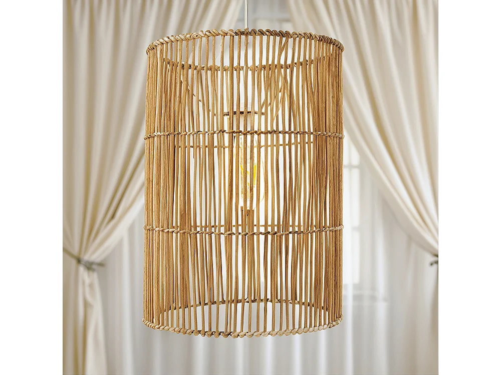 Rattan-Deckenlampe - Hängeleuchte im Boho Bali-Design - An