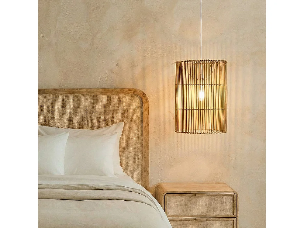 Lampada da soffitto in rattan - Lampada a sospensione di stile Boho Bali - An