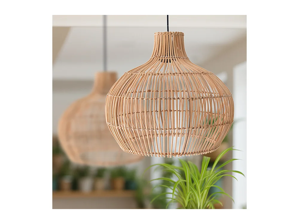 Lampe de plafond en rotin - Lampe suspendue au stile Boho Bali - Elan Naturel