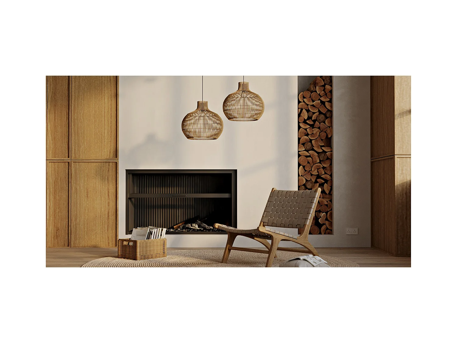 Lampe de plafond en rotin - Lampe suspendue au stile Boho Bali - Elan Naturel