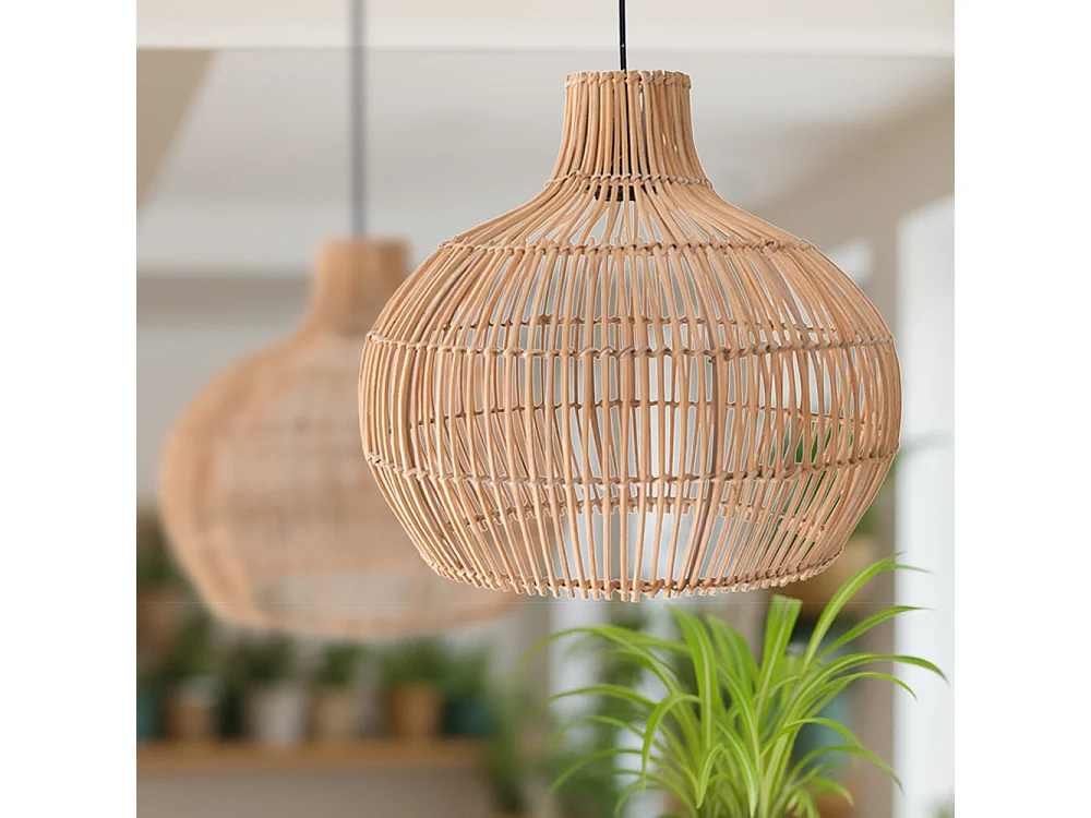Lampe de plafond en rotin - Lampe suspendue au stile Boho Bali - Elan Naturel