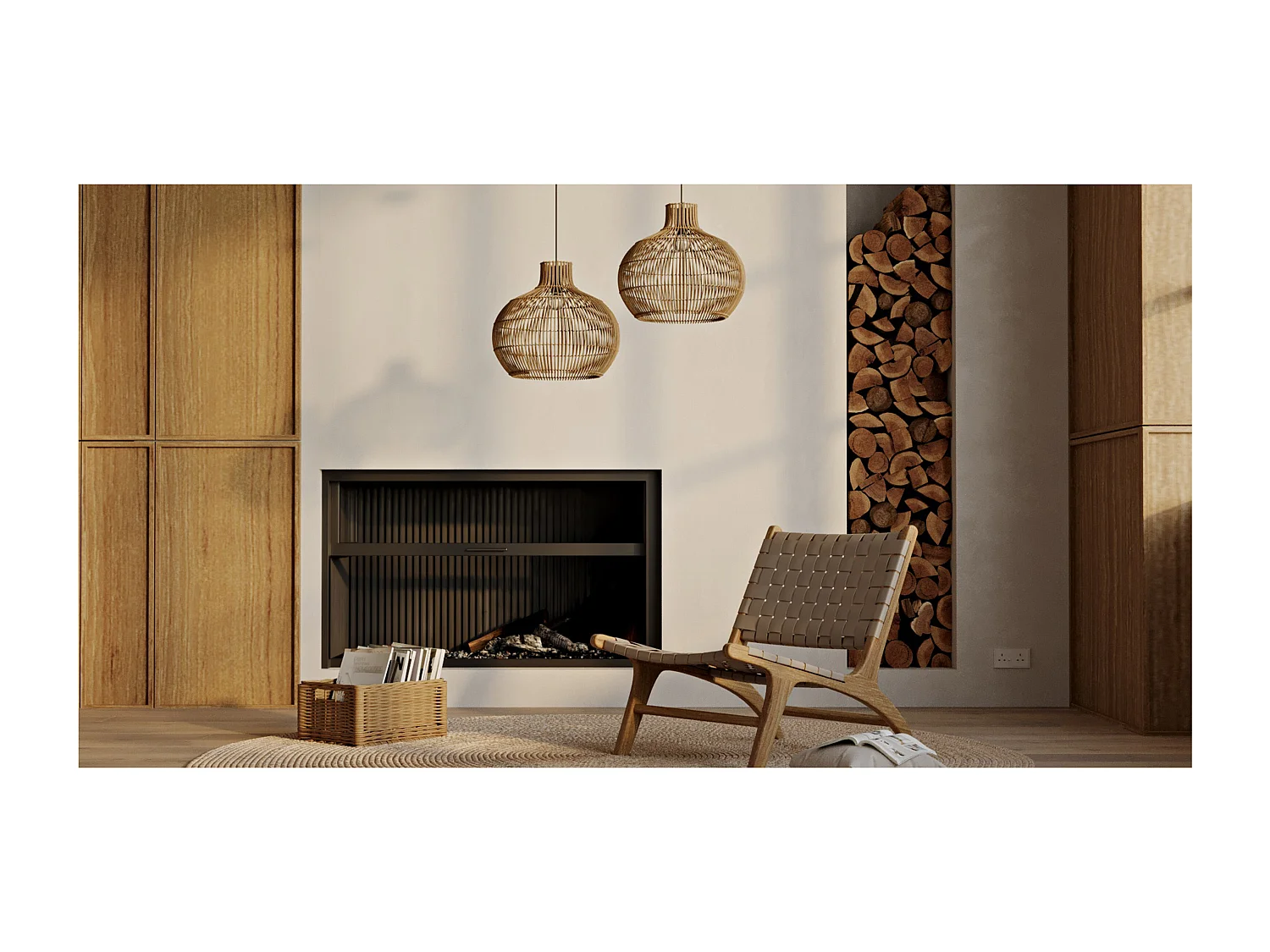 Lampe de plafond en rotin - Lampe suspendue au stile Boho Bali - Elan Naturel