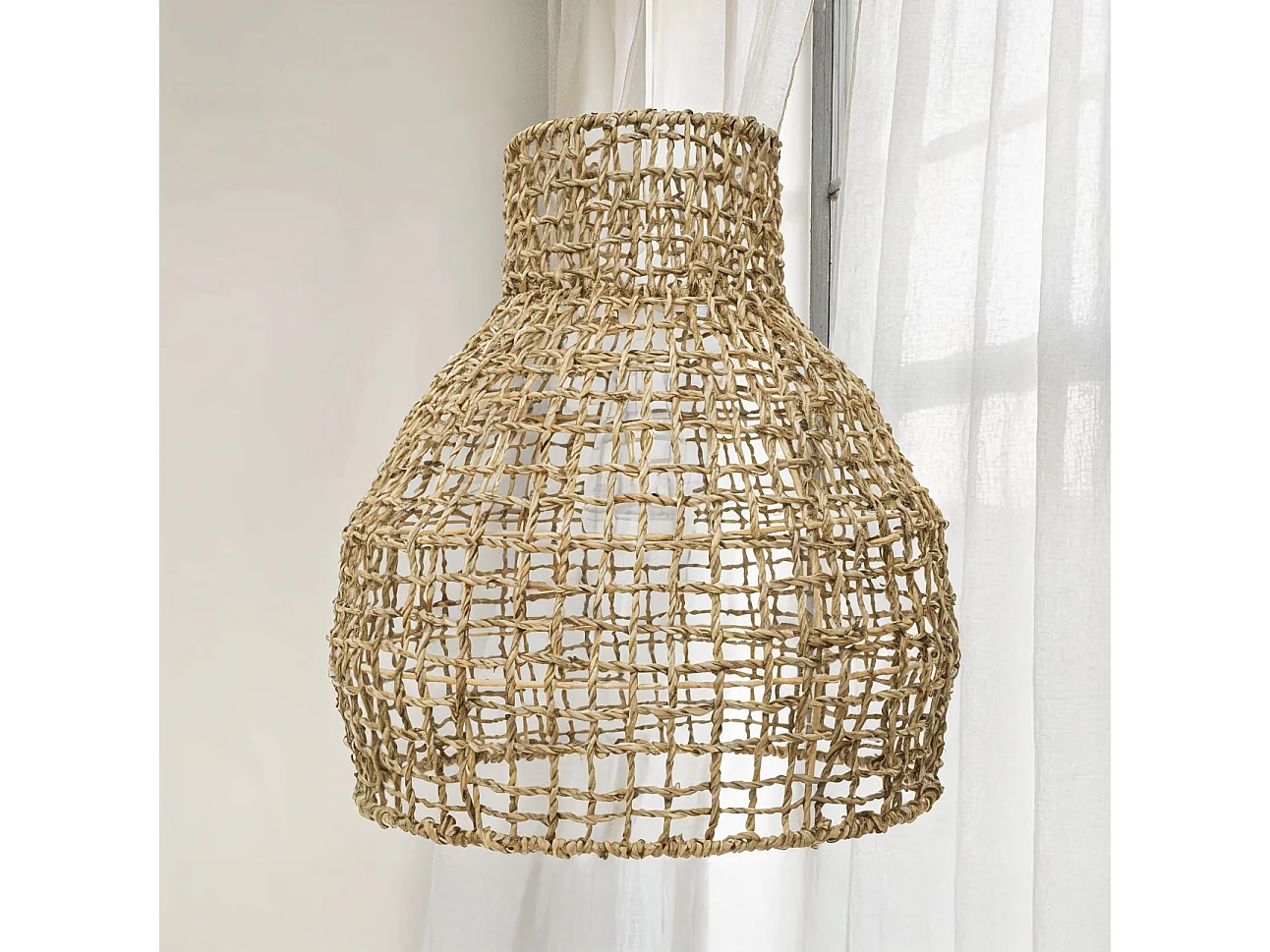 Rattan-Deckenlampe - Pendelleuchte im Boho-Bali-Design - Lan