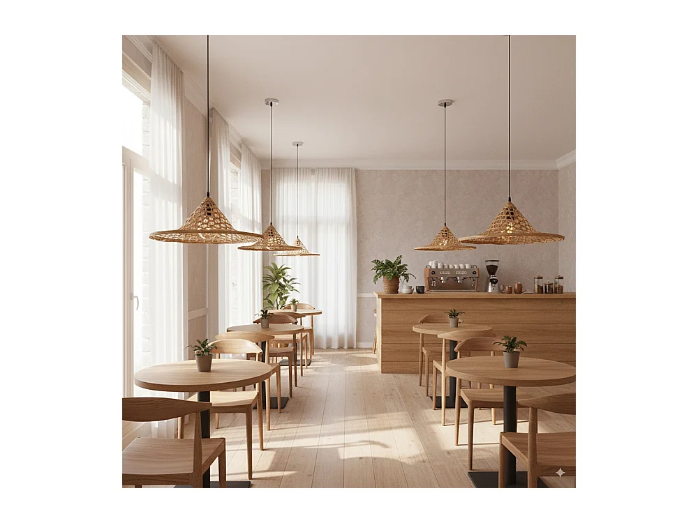 Bambus-Deckenlampe - Hängeleuchte im Boho-Bali-Design - Flora