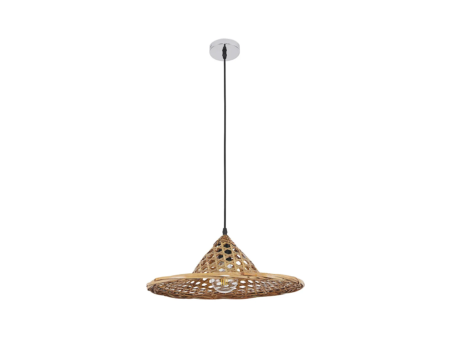Lampe de plafond en bambou - Lampe suspendue de stile Boho Bali - Flora Bois naturel