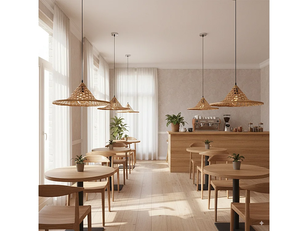 Lámpara de Techo de Bambú - Lámpara Colgante Diseño Boho Bali - Flora