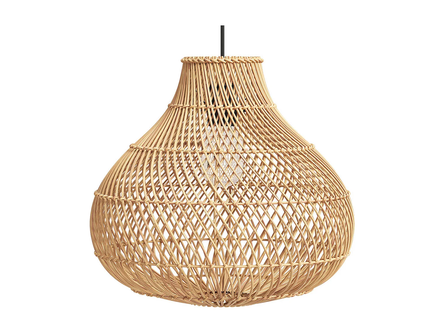 Lampe de plafond en rotin - Lampe suspendue bohème de Bali - Wayan Naturel