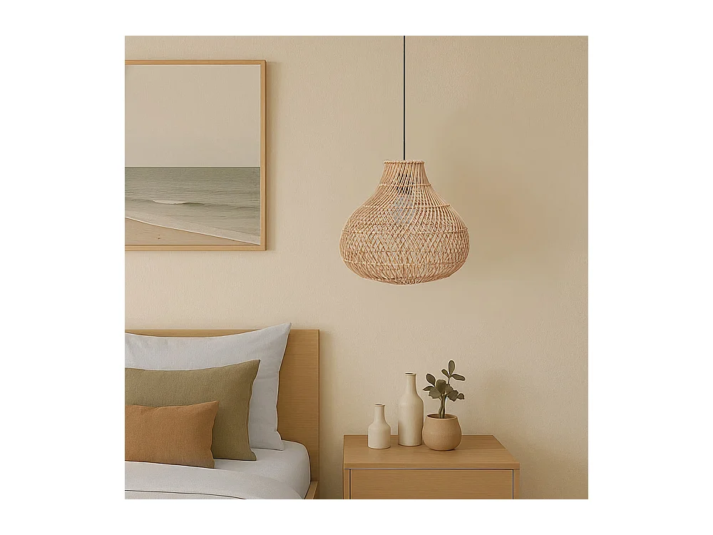 Lampe de plafond en rotin - Lampe suspendue bohème de Bali - Wayan Naturel