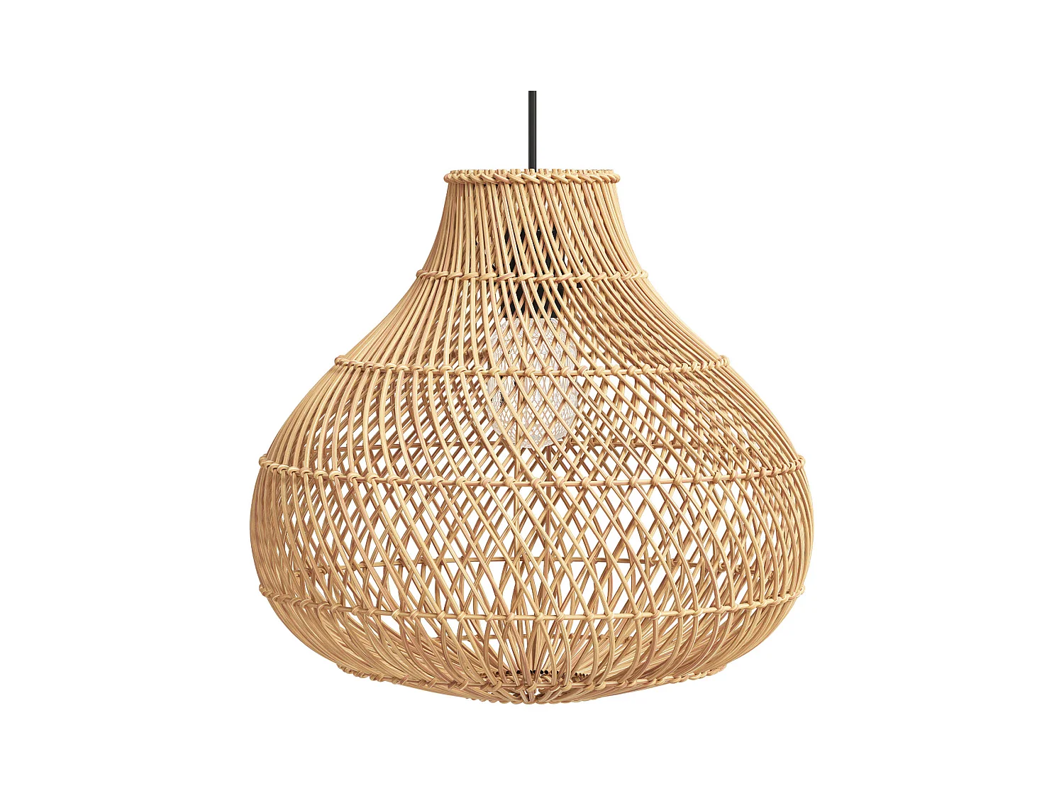 Lampe de plafond en rotin - Lampe suspendue bohème de Bali - Wayan Naturel