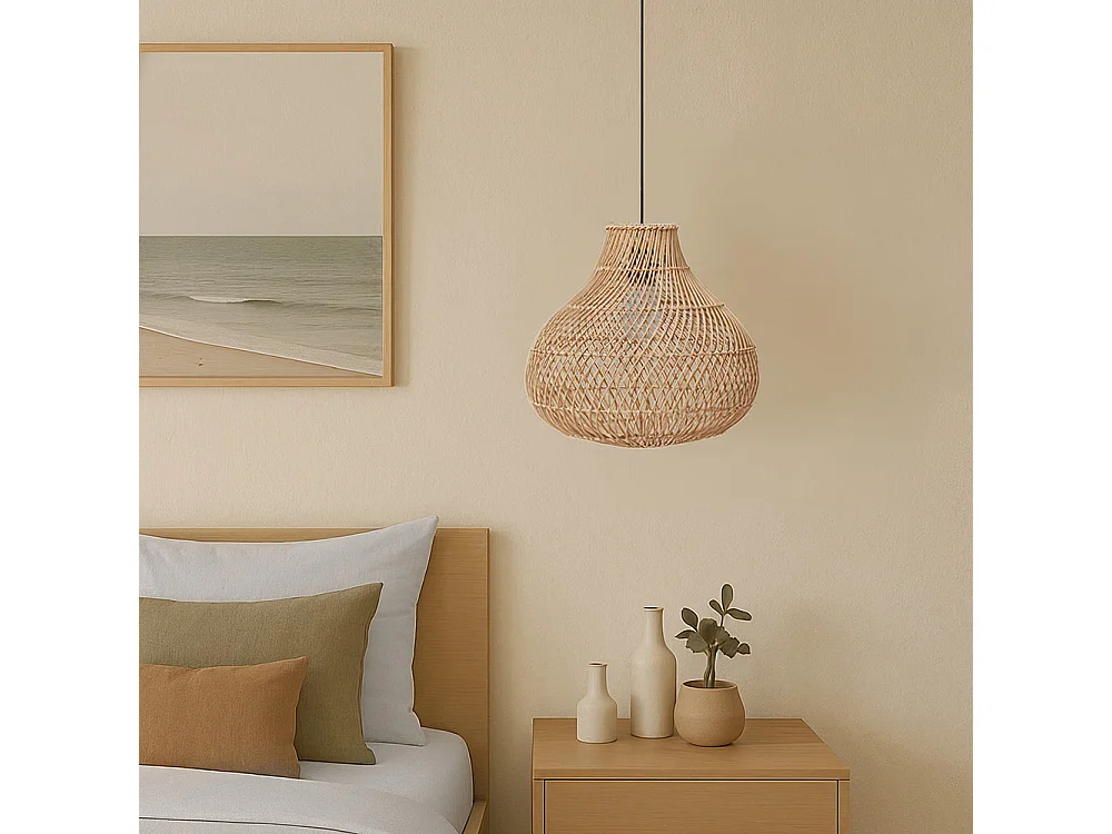 Lampada a soffitto in rattan - Lampada a sospensione boho di Bali - Wayan