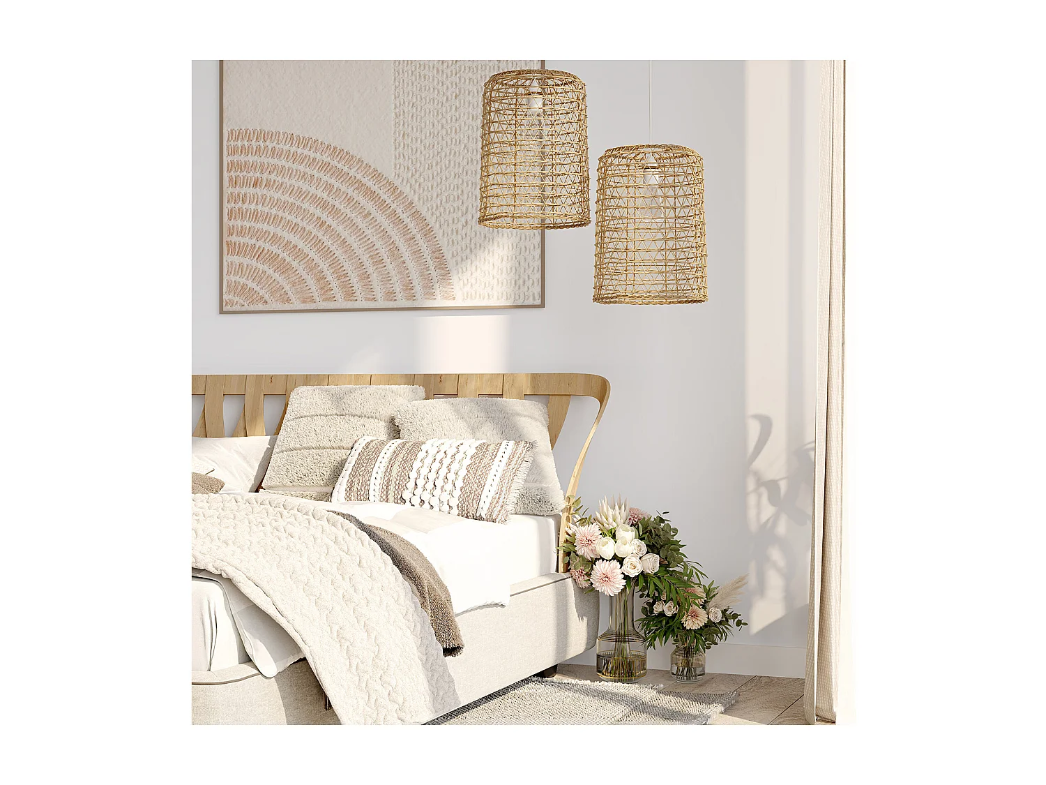 Rattan-Deckenlampe - Boho-Bali-Design-Pendelleuchte - Lian