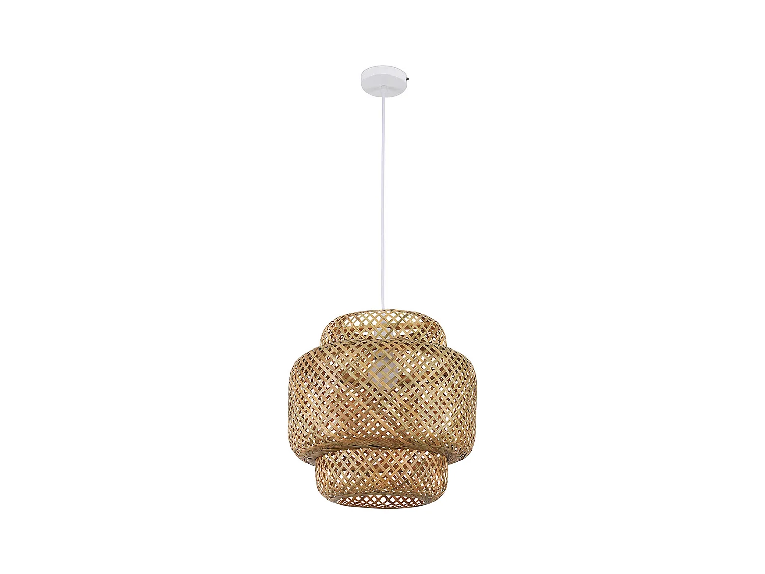 Lampe de plafond en bambou - Lampe suspendue au stile Boho Bali - Kamon Bois naturel