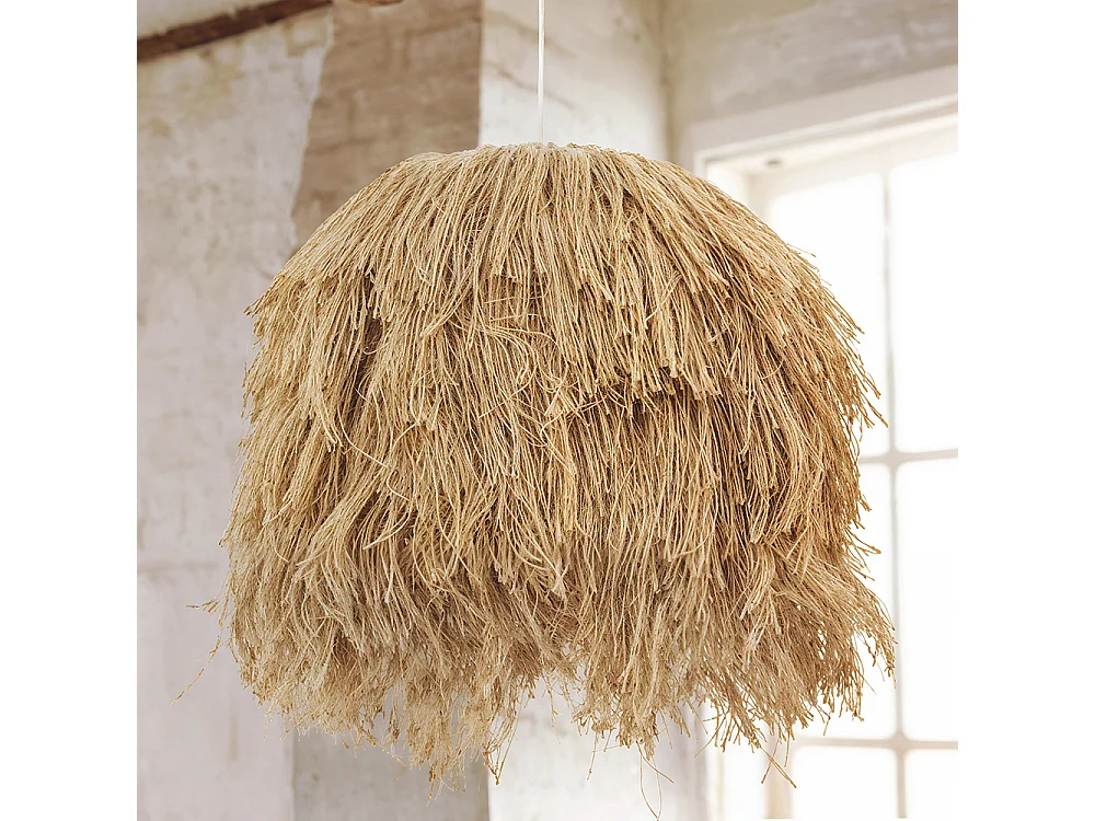 Lampe de plafond en jute - Lampe suspendue de stile Boho Bali - Lien Naturel